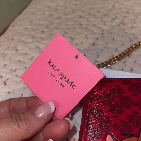 Kate Spade Tom And Jerry Womens Crossbody Bag Red Chainlink Purse Leather New - Picture 13 of 13